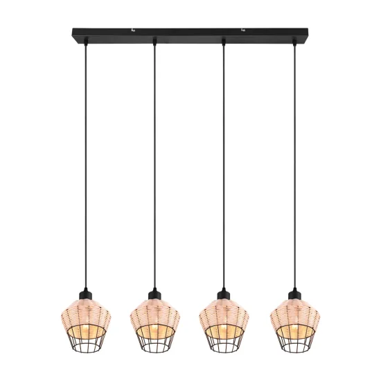 CANDEEIRO DE TECTO 4 LUZES RATTAN NATURAL GALADRIEL
