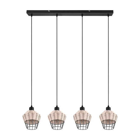 CANDEEIRO DE TECTO 4 LUZES RATTAN NATURAL GALADRIEL 2