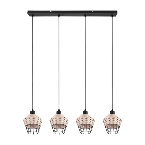 CANDEEIRO DE TECTO 4 LUZES RATTAN NATURAL GALADRIEL