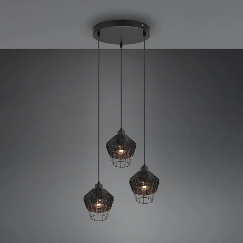 CANDEEIRO DE TECTO 3 LUZES DE ROTIM PRETO GALADRIEL