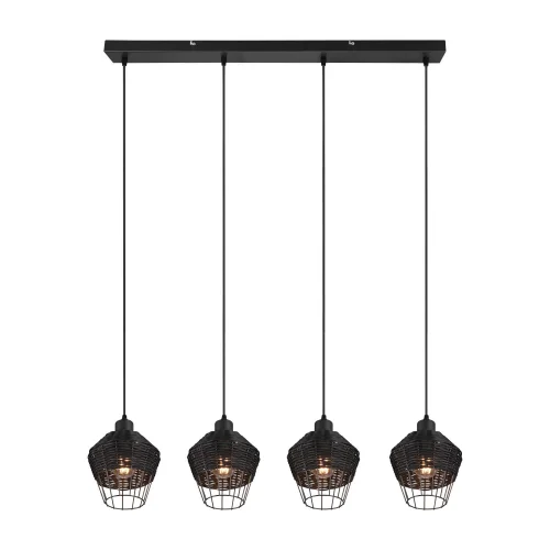 CANDEEIRO DE TECTO 4 LUZES RATTAN PRETO GALADRIEL