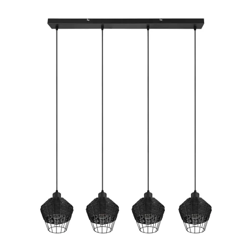 CANDEEIRO DE TECTO 4 LUZES RATTAN PRETO GALADRIEL