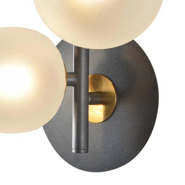 CANDEEIRO DE PAREDE 3 LUZES DE FERRO PRETO COM ABAJUR BRANCO NICOLETTA