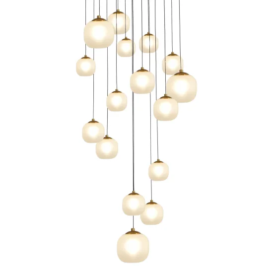 CANDEEIRO DE TECTO 16 LUZES DE FERRO PRETO/BRONZE ABAJUR BRANCO NICOLETTA 2