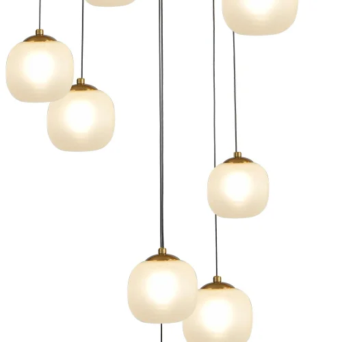 CANDEEIRO DE TECTO 16 LUZES DE FERRO PRETO/BRONZE ABAJUR BRANCO NICOLETTA