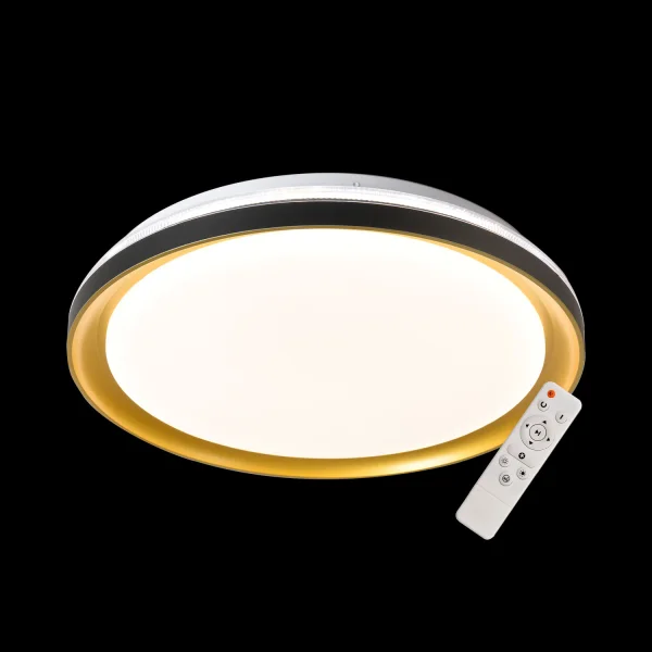 CANDEEIRO DE TETO LED 35 W REGULÁVEL COM CONTROLE REMOTO PRETO/DOURADO SHIRLEY