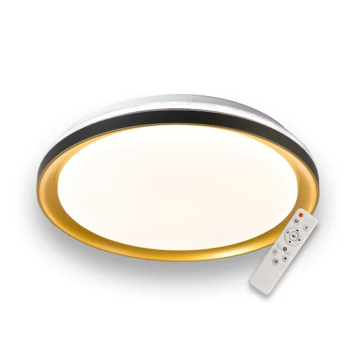 CANDEEIRO DE TETO LED 35 W REGULÁVEL COM CONTROLE REMOTO PRETO/DOURADO SHIRLEY