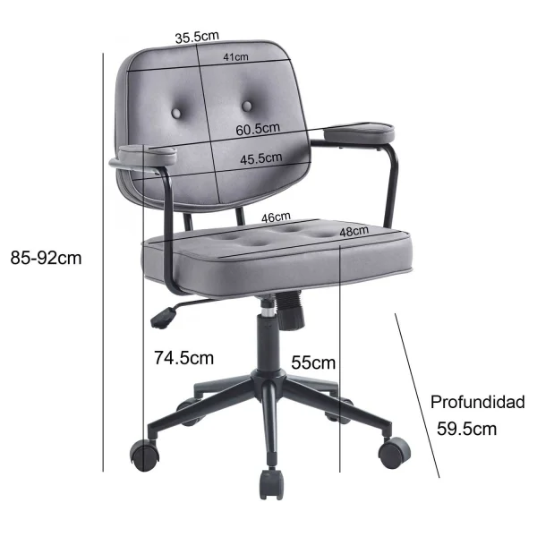 CADEIRA DE ESCRITÓRIO COM RODAS ANTRACITE DELTA