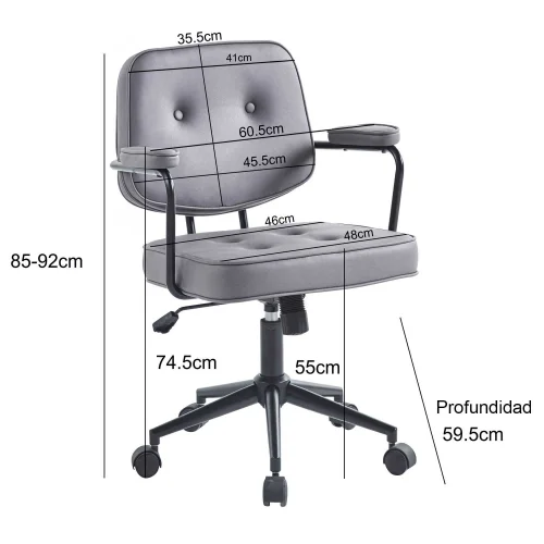 CADEIRA DE ESCRITÓRIO COM RODAS ANTRACITE DELTA