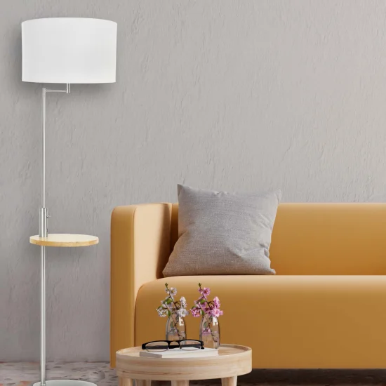 LÂMPADA DE PISO NÍQUEL ACETINADO E27 USB PORTIA 2