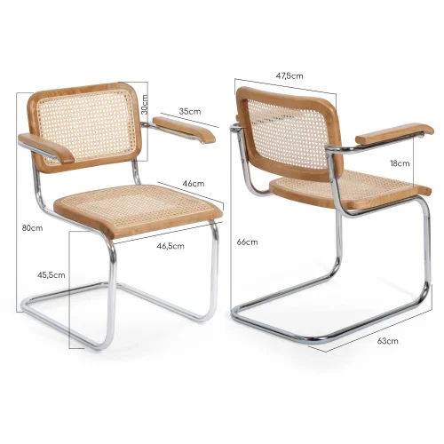 CADEIRA WEBSTER COM APOIOS DE BRAÇO RATTAN NATURAL