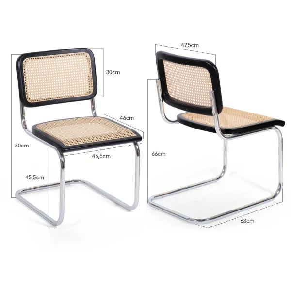 CADEIRA WEBSTER PRETO RATTAN NATURAL