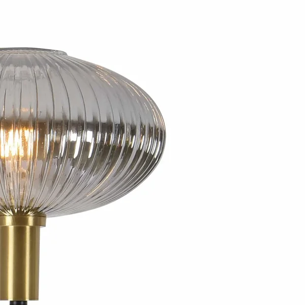 CANDEEIRO DE PÉ COM ABAJUR FUMADO 160 CM E27 SHELBY