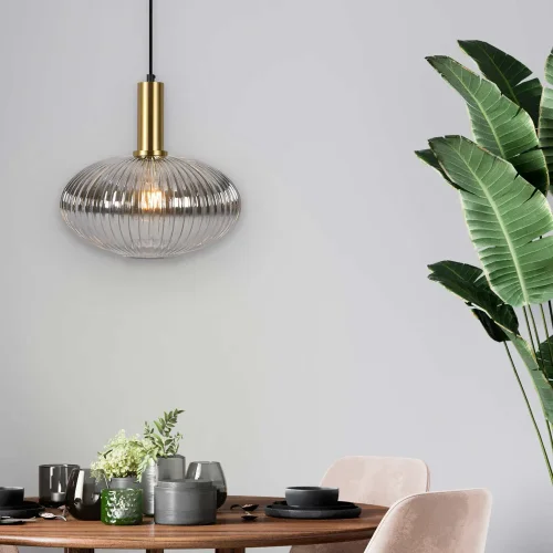 CANDEEIRO DE TECTO 1 LUZ COM ABAJUR FUMADO Ø30 E27 SHELBY