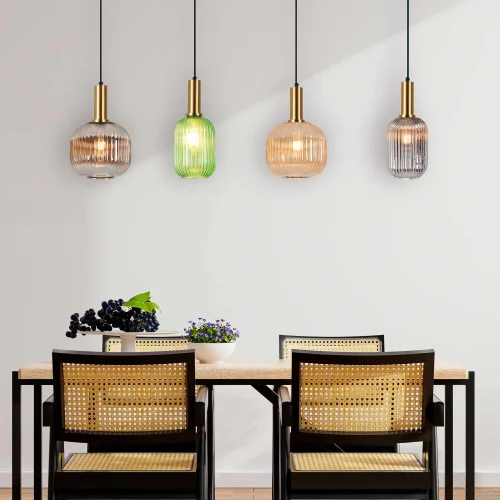 CANDEEIRO DE TECTO 4 LUZES ABAJURES COMBINADOS E27 SHELBY