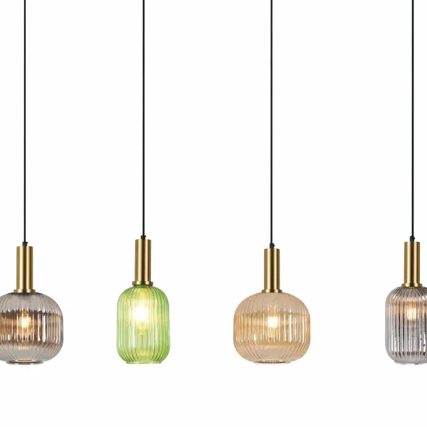 CANDEEIRO DE TECTO 4 LUZES ABAJURES COMBINADOS E27 SHELBY