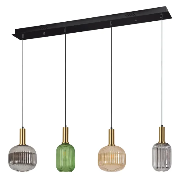 CANDEEIRO DE TECTO 4 LUZES ABAJURES COMBINADOS E27 SHELBY