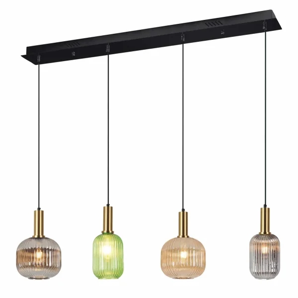 CANDEEIRO DE TECTO 4 LUZES ABAJURES COMBINADOS E27 SHELBY