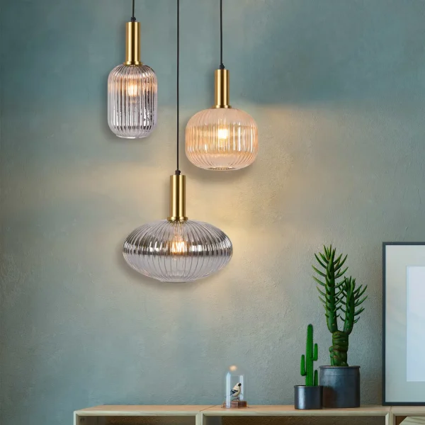 CANDEEIRO DE TECTO 3 LUZES ABAJURES COMBINADAS ÂMBAR/FUMO Ø40 E27 SHELBY CANDEEIRO DE TECTO 3 LUZES ABAJURES COMBINADAS ÂMBAR/FUMO Ø40 E27 SHELBY