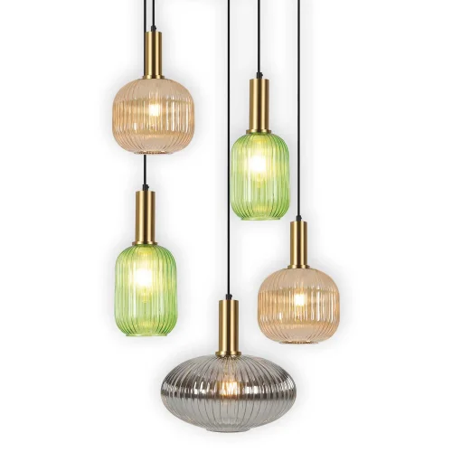 LÁMPARA DE TECHO 5 LUCES TULIPAS COMBINADAS Ø70 E27 SHELBY