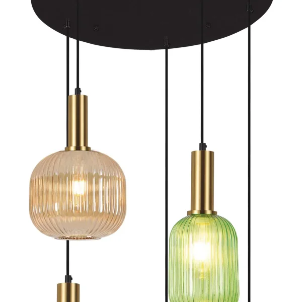 LÁMPARA DE TECHO 5 LUCES TULIPAS COMBINADAS Ø70 E27 SHELBY