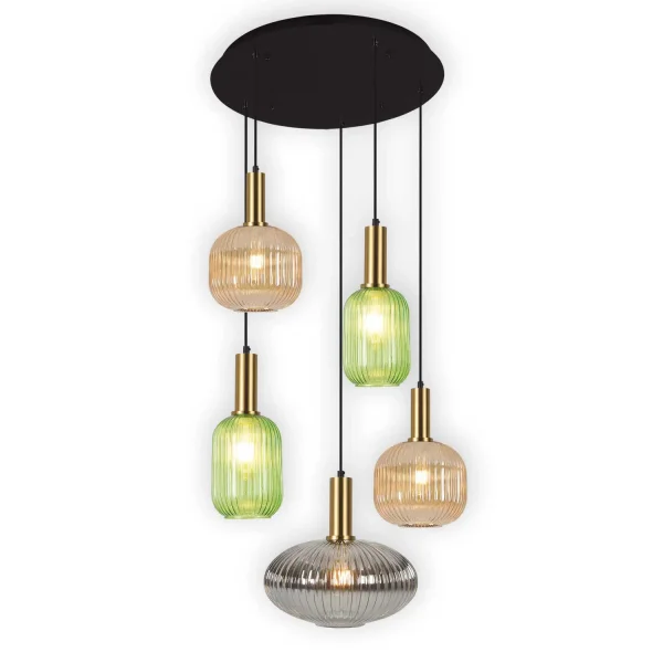 LÁMPARA DE TECHO 5 LUCES TULIPAS COMBINADAS Ø70 E27 SHELBY