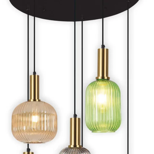 CANDEEIRO DE TECTO 6 LUZES ABAJURES COMBINADAS Ø70 E27 SHELBY