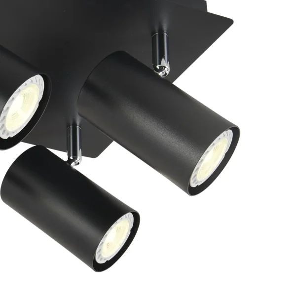 CANDEEIRO DE TECTO 4 LUZES PRETO GU10 ADARA