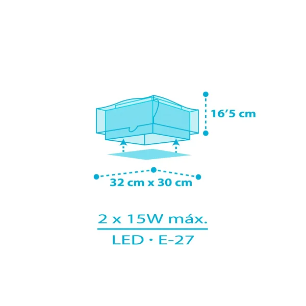 LÂMPADA DE TECTO INFANTIL 2 LUZES LITTLE SHARK E27