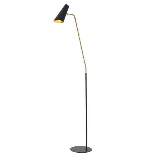LUMINÁRIA DE PÉ AÇO DOURADO/BAILEY PRETO