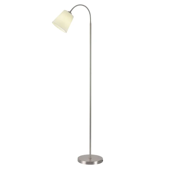 LUMINÁRIA DE PÉ CETIM NÍQUEL BRANCO SHADE PAYTON