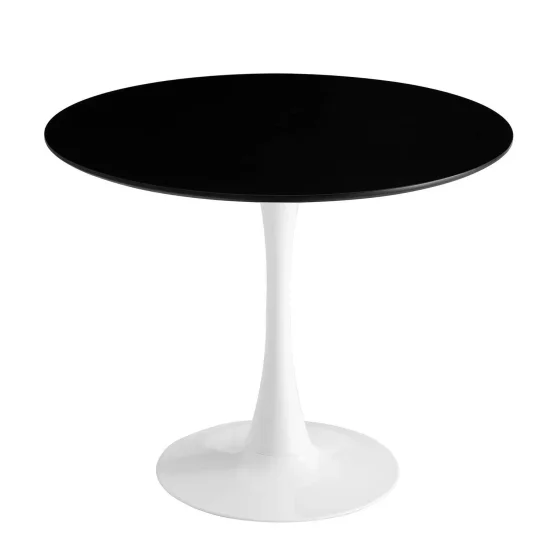 MESA SAN ANTONI Ø120 CM PERNA BRANCA TAMPA PRETA