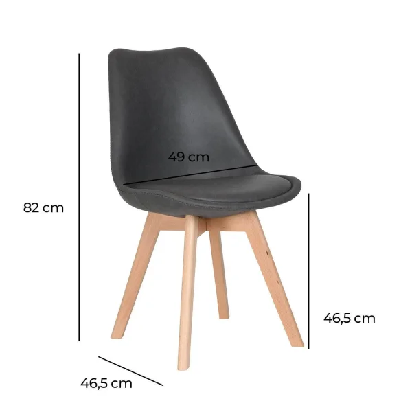 CADEIRA TORRE KARLSKRONA PU MARENGO CINZA BASE DE FAIA