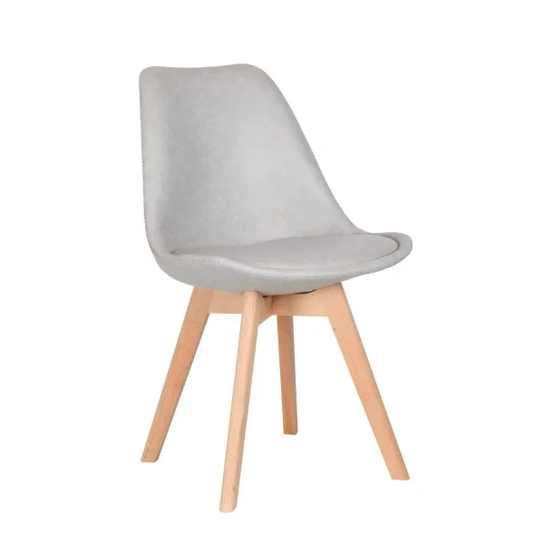 CADEIRA TORRE KARLSKRONA CINZA CLARO BASE DE FAIA DE PU