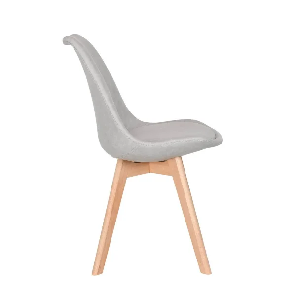 CADEIRA TORRE KARLSKRONA CINZA CLARO BASE DE FAIA DE PU