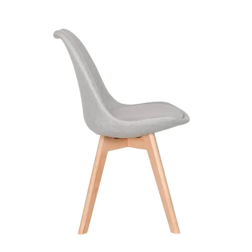 CADEIRA TORRE KARLSKRONA CINZA CLARO BASE DE FAIA DE PU