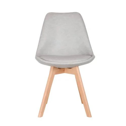 CADEIRA TORRE KARLSKRONA CINZA CLARO BASE DE FAIA DE PU