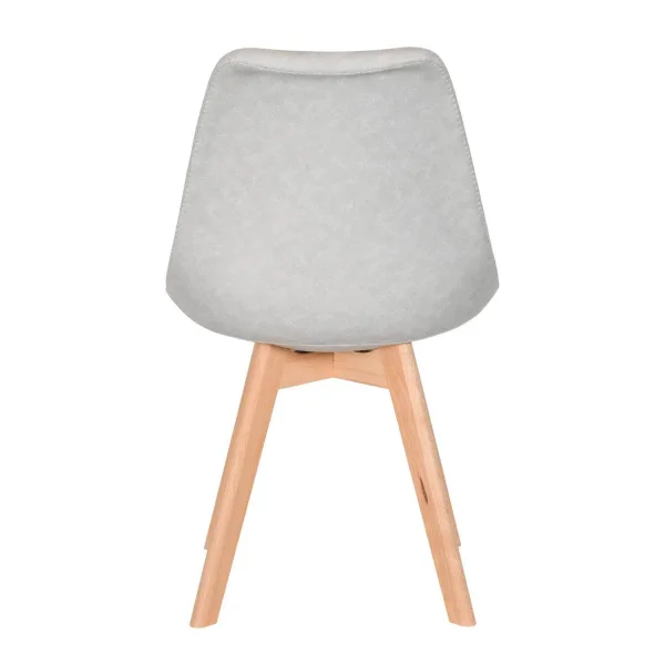 CADEIRA TORRE KARLSKRONA CINZA CLARO BASE DE FAIA DE PU