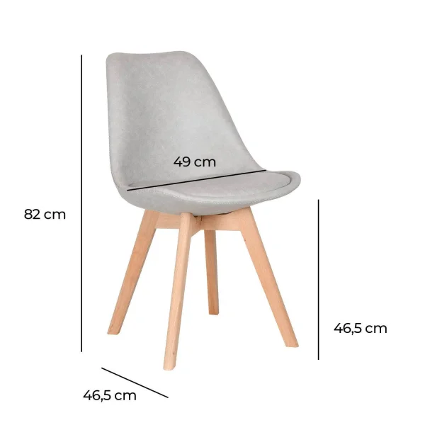 CADEIRA TORRE KARLSKRONA CINZA CLARO BASE DE FAIA DE PU