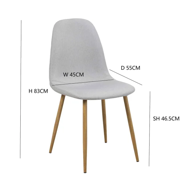 CADEIRA DE JANTAR ESTOFADA CINZA CLARA