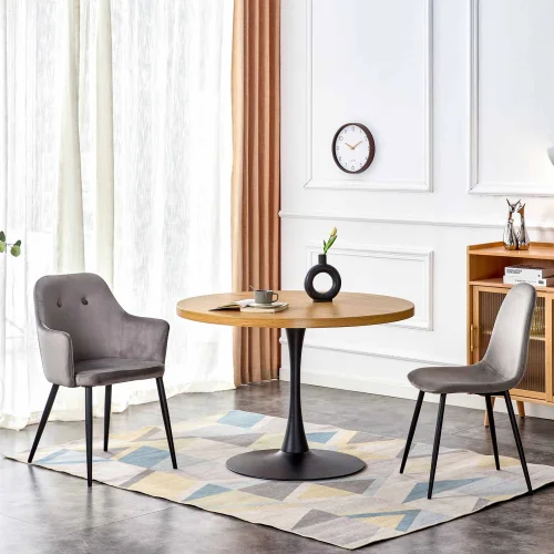 MESA DE JANTAR NATURAL/PRETA EUDORA