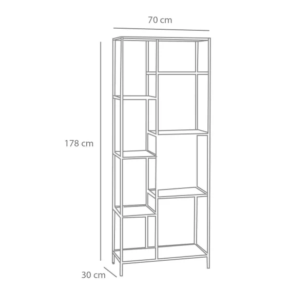 PRATELEIRA SELENE ALTA CARVALHO/PRETO