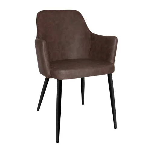 POLTRONA MANDARINA PU CASTANHO PERNAS COR  PRETA