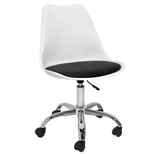 CADEIRA TOWER BRANCA / ALMOFADA PRETA ESCRITÓRIO