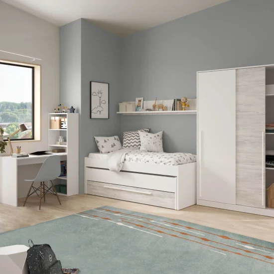 CONJUNTO JUVENIL COM ARMÁRIO E MESA DE ESTUDO ELKIN