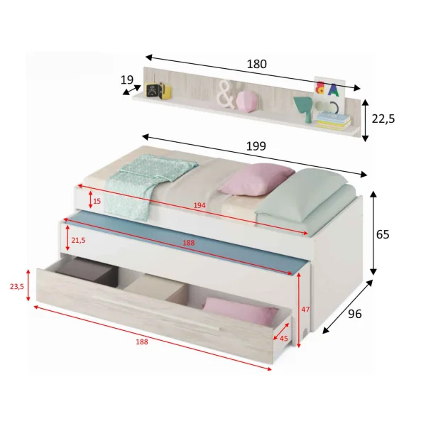 CONJUNTO JUVENIL COM ARMÁRIO E MESA DE ESTUDO ELKIN