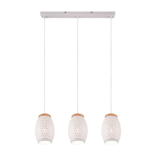 CANDEEIRO PENDENTE 3 LUZES EM METAL BRANCO E27 BIRKITA