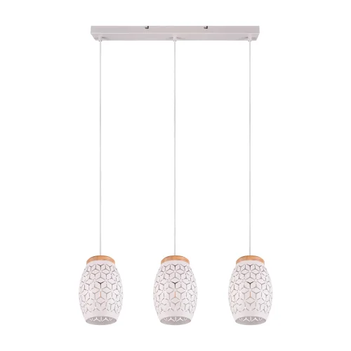 CANDEEIRO PENDENTE 3 LUZES EM METAL BRANCO E27 BIRKITA