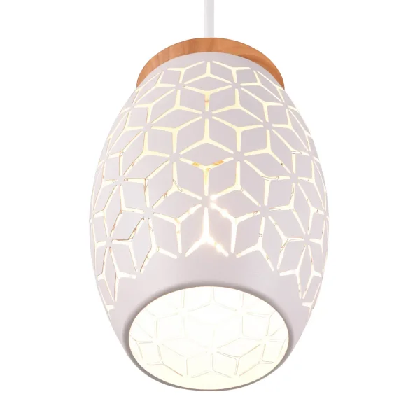 CANDEEIRO PENDENTE 3 LUZES EM METAL BRANCO E27 BIRKITA