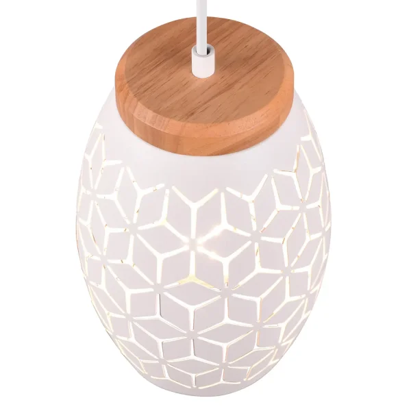 CANDEEIRO PENDENTE 3 LUZES EM METAL BRANCO E27 BIRKITA